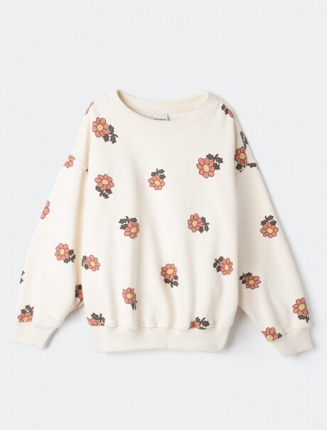 SUDADERA EXTRAGRANDE DE FELPA ESTAMPADA BLANCO