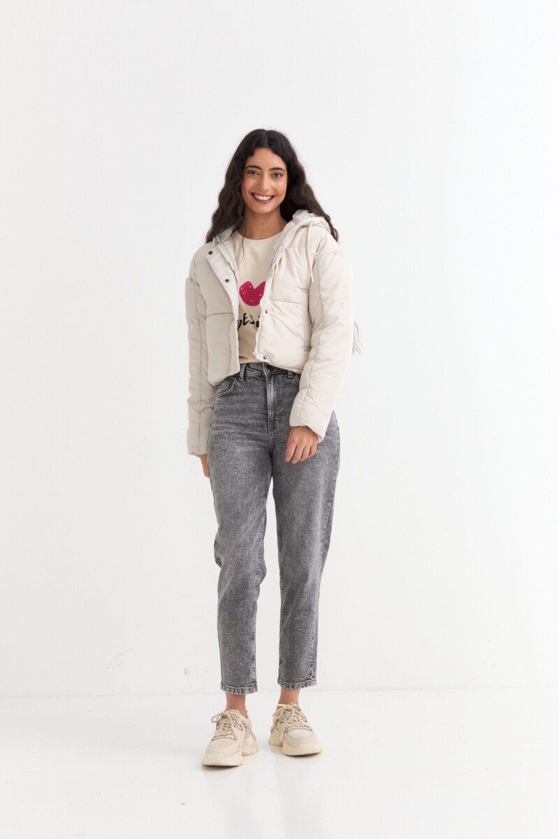 Campera puffer crop BEIGE