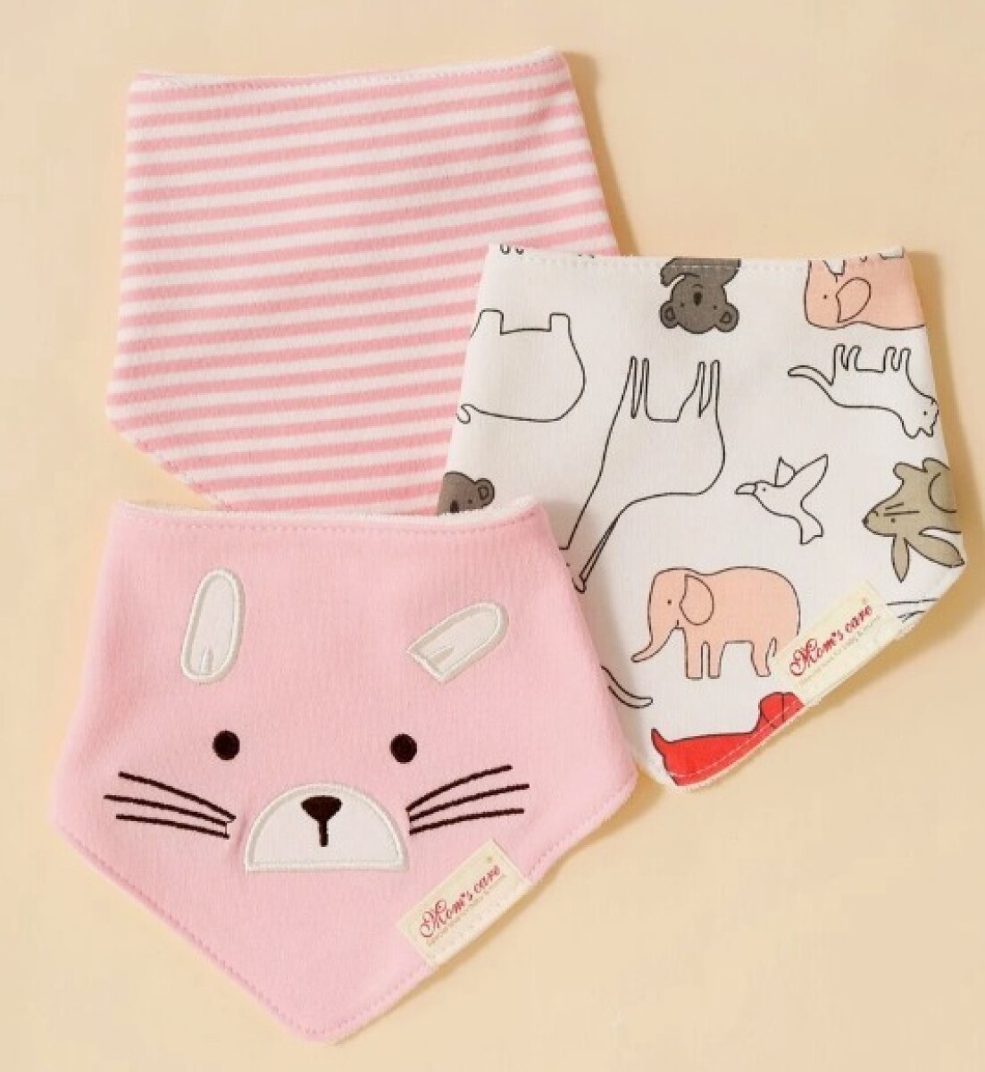 Set baberos bandana x3 - raton rosa 
