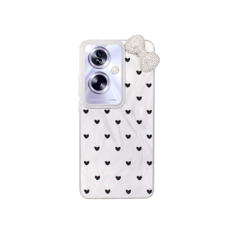Protector para Oppo A79 diseño corazones con moña Protector Para Oppo A79 Diseño Corazones Con Moña