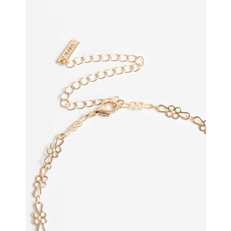 Collar Corto Metal Flores Dorado