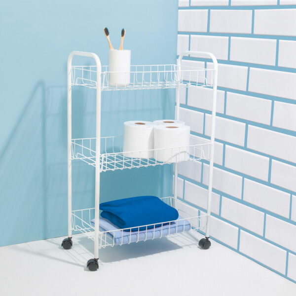 FRUTERA METALICA 3 ESTANTES BLANCA CON RUEDAS FRUTERA METALICA 3 ESTANTES BLANCA CON RUEDAS