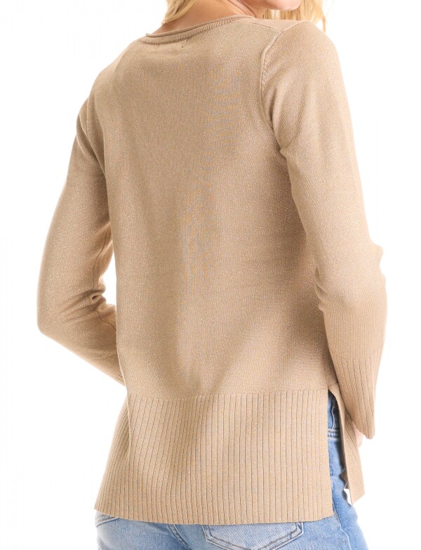 Buzo Esc V Lurex BEIGE OSCURO