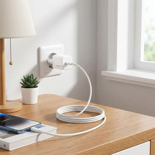 Cargador Pared 20w Chip GaN Usb C Carga Rápida Cc260 Usams Color Blanco