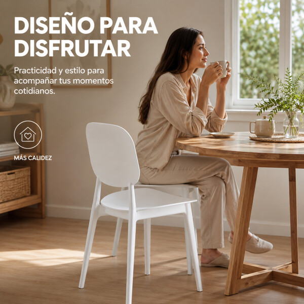 Silla Comedor ComboHome Visby Blanca Diseño Moderno Calidad Blanco 1