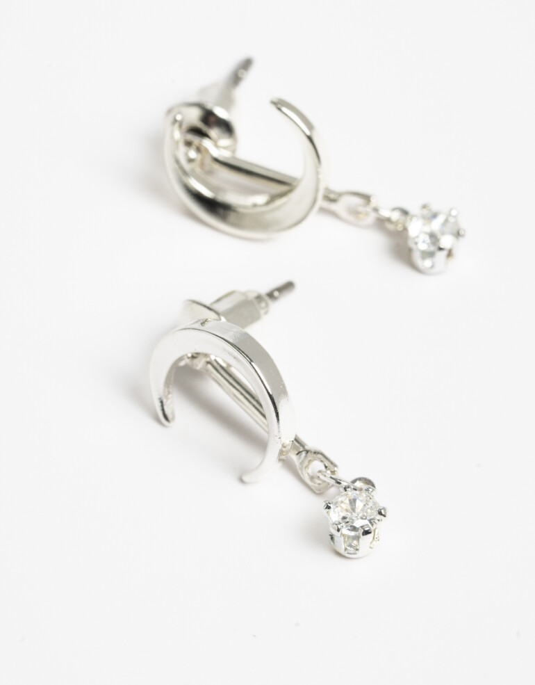 Aros Pasantes Cubic zirconia Aros Pasantes Mystic De La Línea Delicates - Plateado