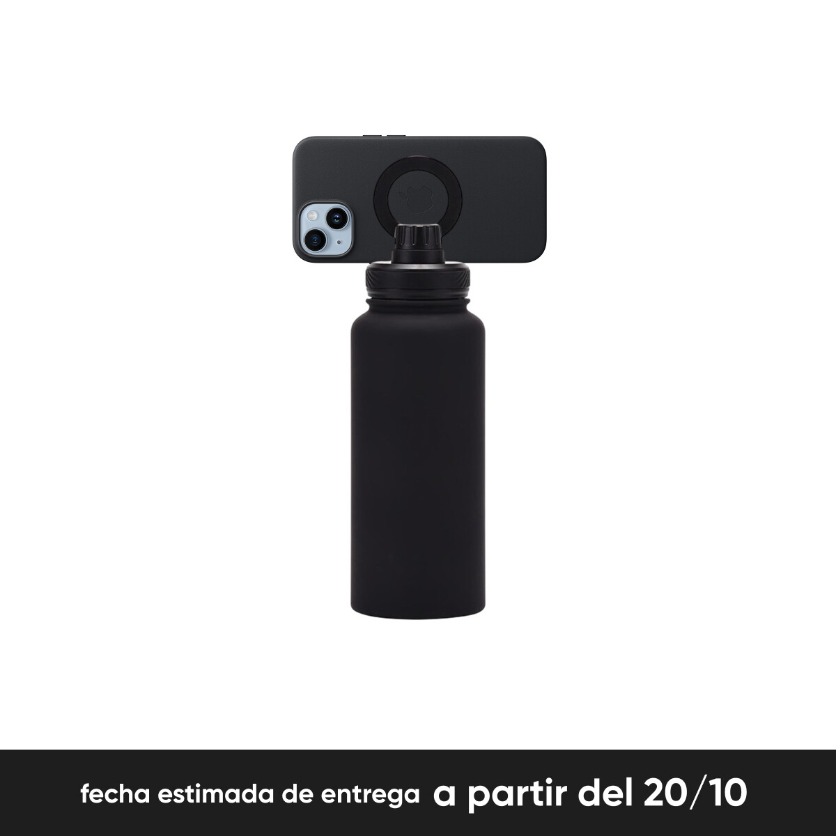 Botella Deportiva 960 Ml magética para celular Acero inoxidable - Negro 