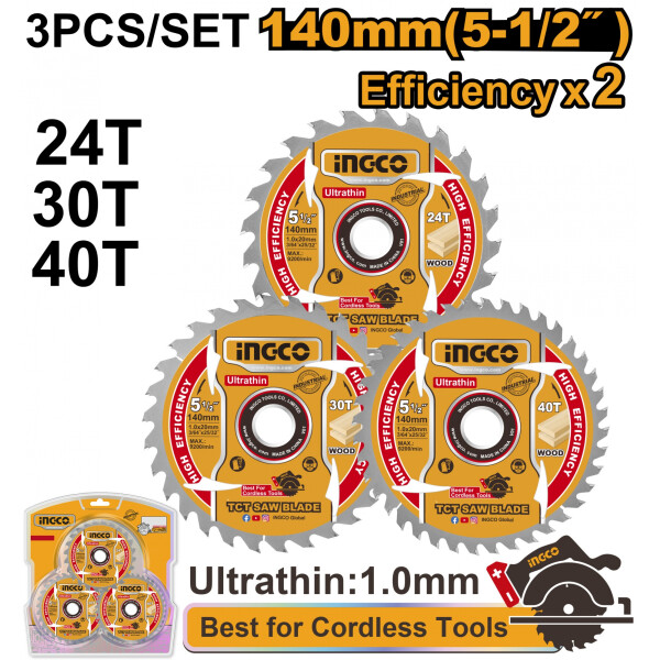 SET X3 DISCOS SIERRA CIRCULAR 140MM 5 1/2´´ TSB4003 INGCO SET X3 DISCOS SIERRA CIRCULAR 140MM 5 1/2´´ TSB4003 INGCO