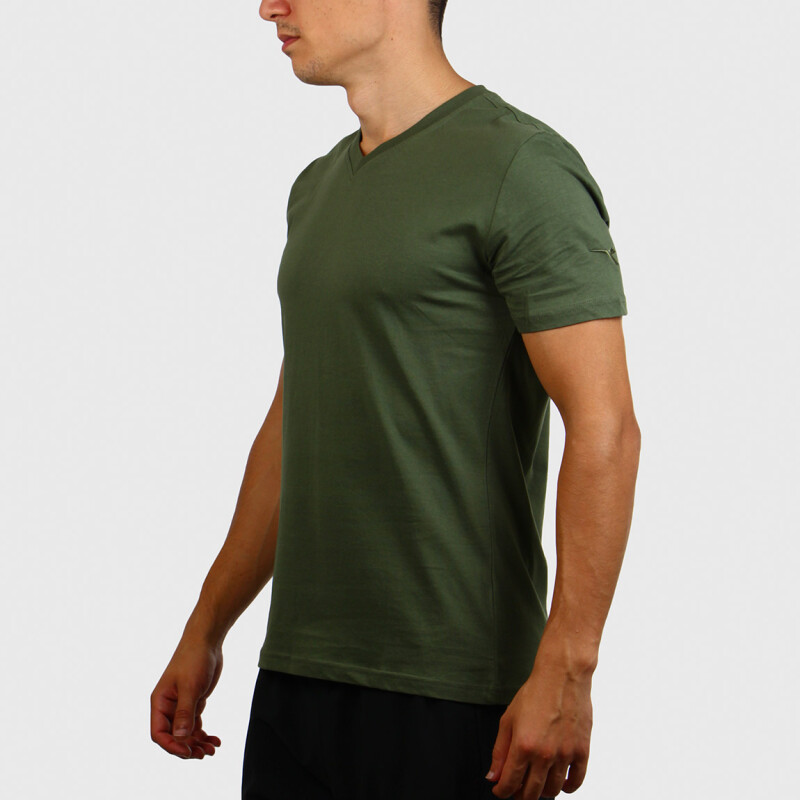 Diadora Hombre T-Shirt Deportivo Escote en V Neck Verde Militar