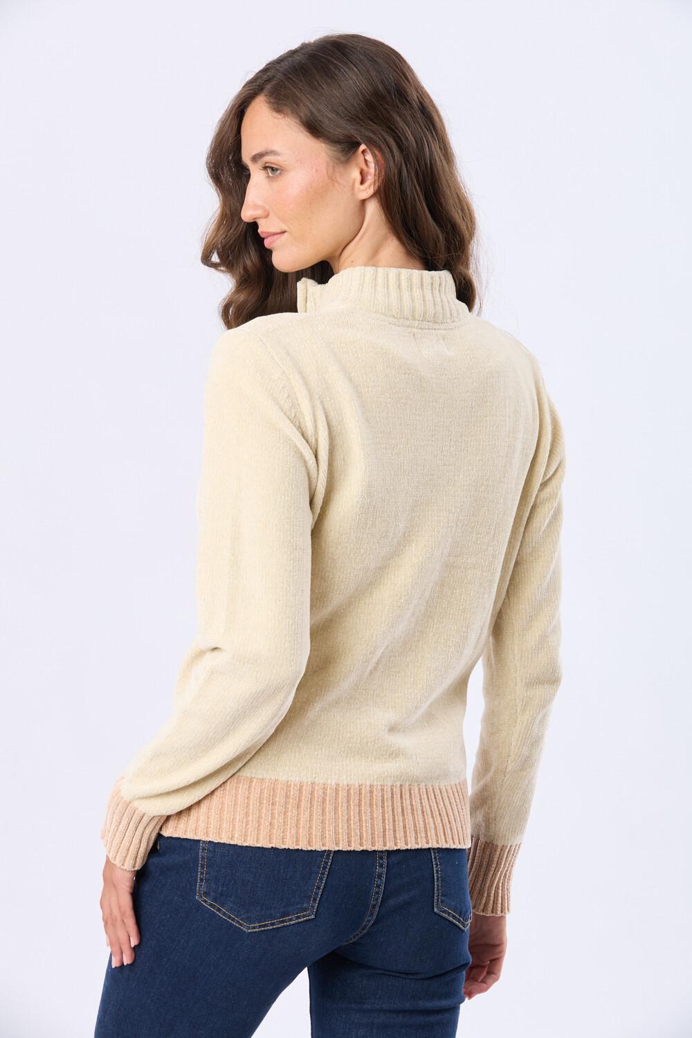 BUZO TEJIDO COMBINADO Beige