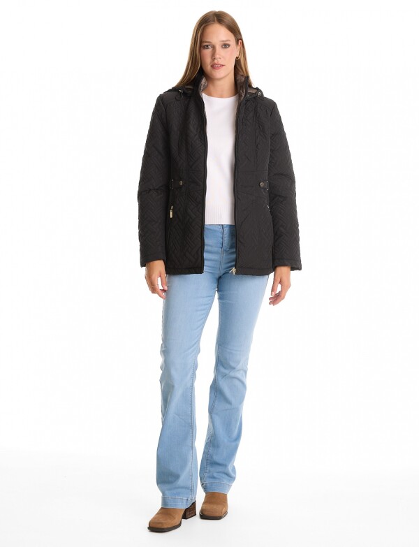 Campera Capitoneada & Cintura Ajustable NEGRO