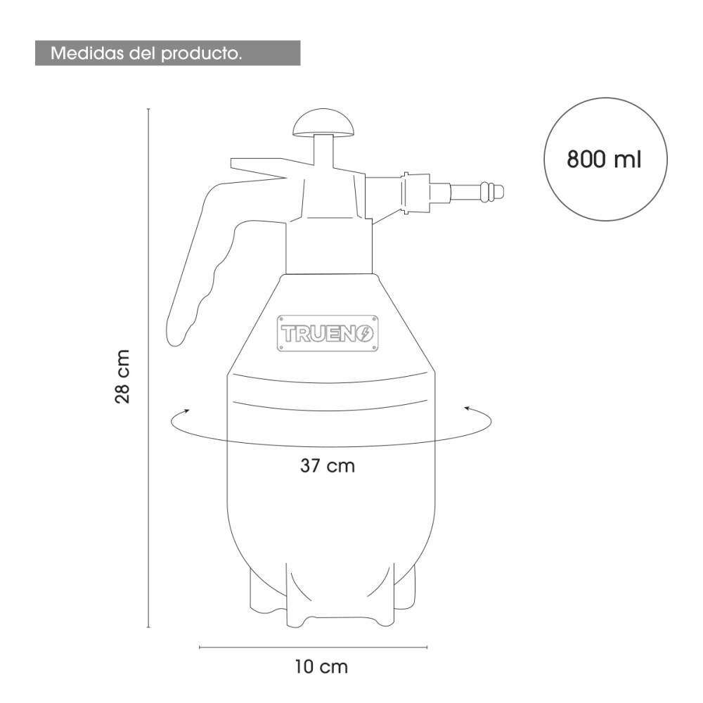 Pulverizador Fumigador Manual Presión 800 Ml Pico De Bronce Rojo