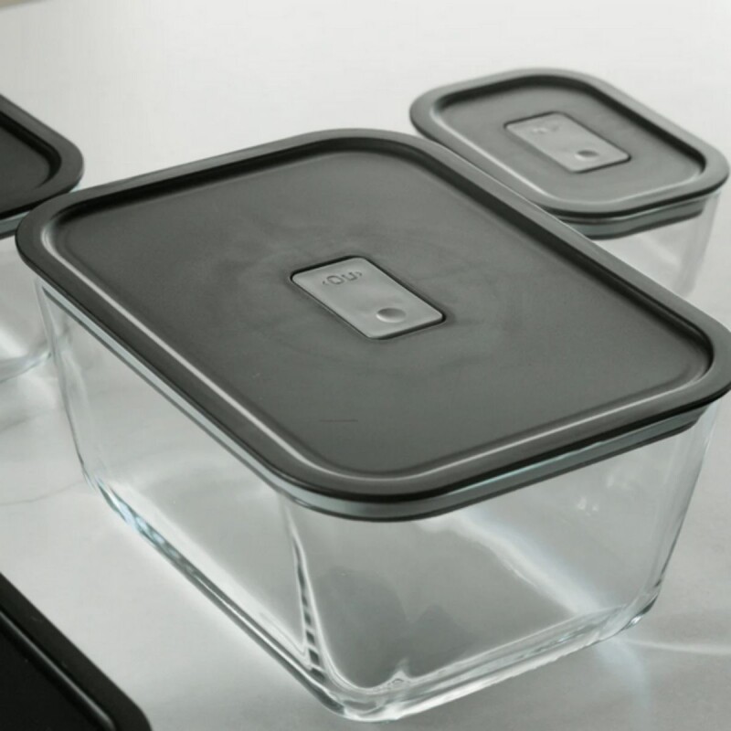 Tupper de vidrio hermético 2,4 Lts Negro
