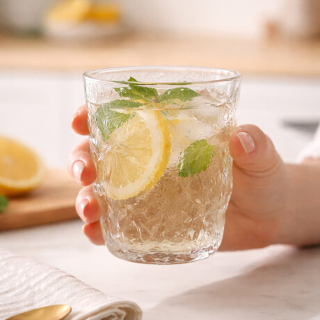 Vaso de vidrio textura piedra 300ml Sc