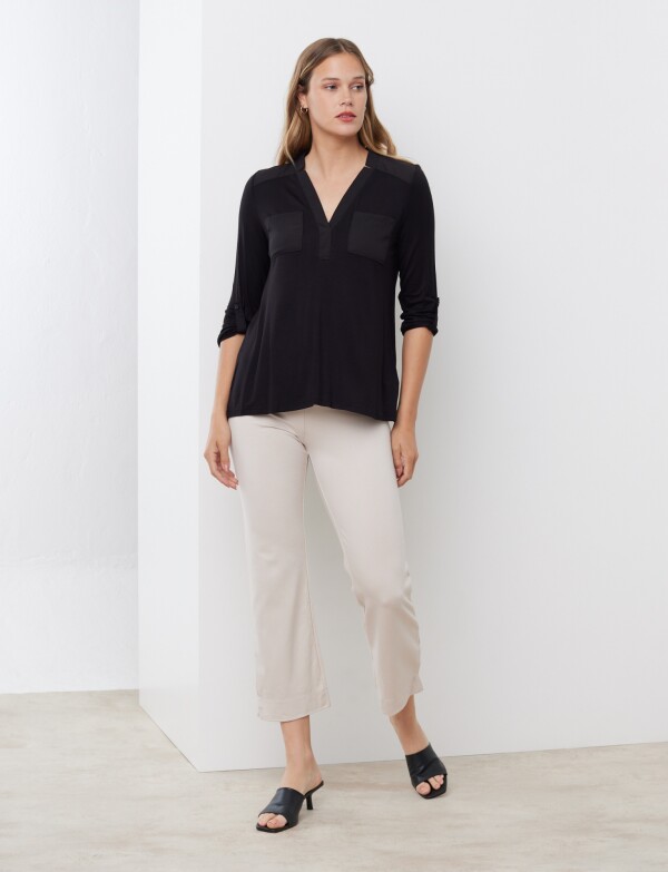 Blusa Bolsillos NEGRO