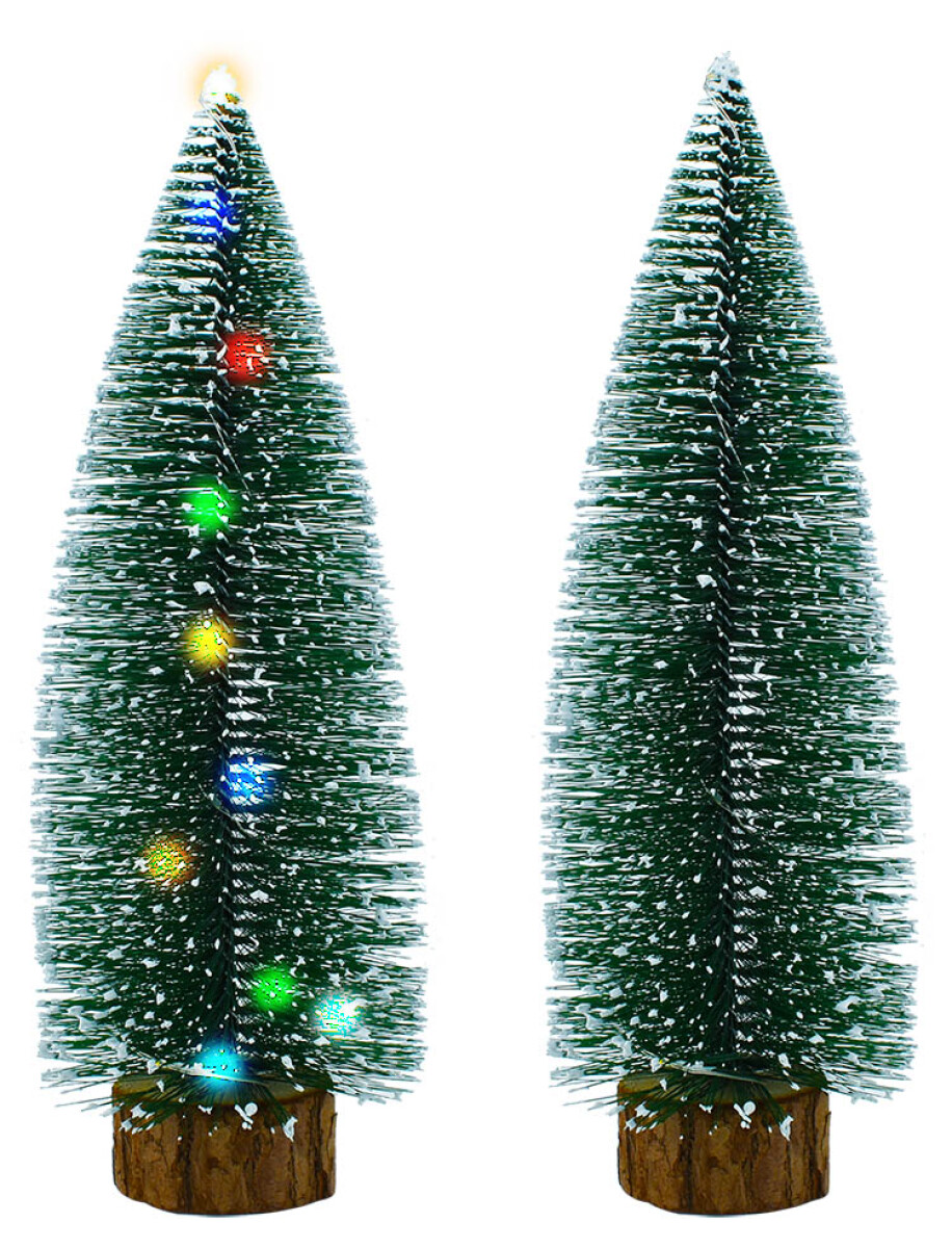 ARBOL NAVIDEÑO BASE MADERA NEVADO CON LUZ 27X6CM 24587 