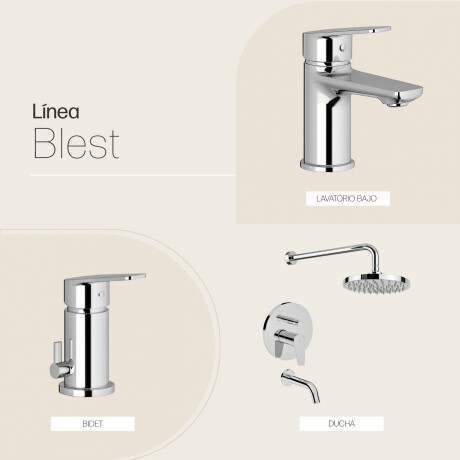 JUEGO DE GRIFERIA LAVATORIO BIDET DUCHA BRILLO LINEA BLEST CROMO