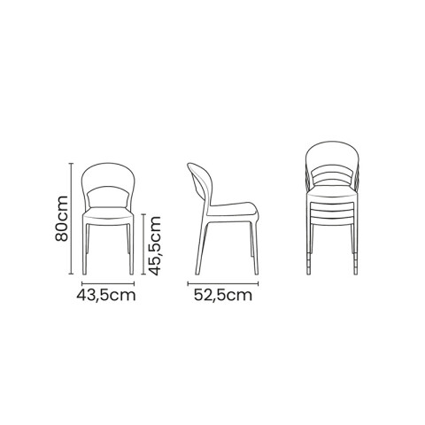 Silla apilable gamuza "SISSI" respaldo cerrado -TRAMONTINA TD0636