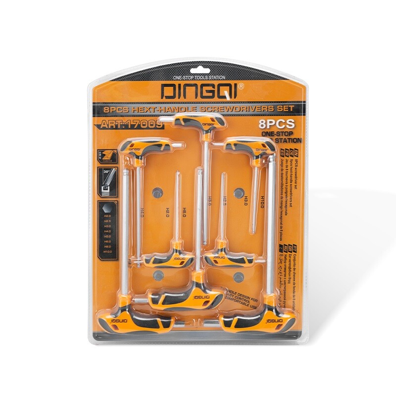 DINGQI JUEGO 8 PIEZAS LLAVES ALLEN PUNTA BOLA MANGO T H2.0- Dingqi Juego 8 Piezas Llaves Allen Punta Bola Mango T H2.0-