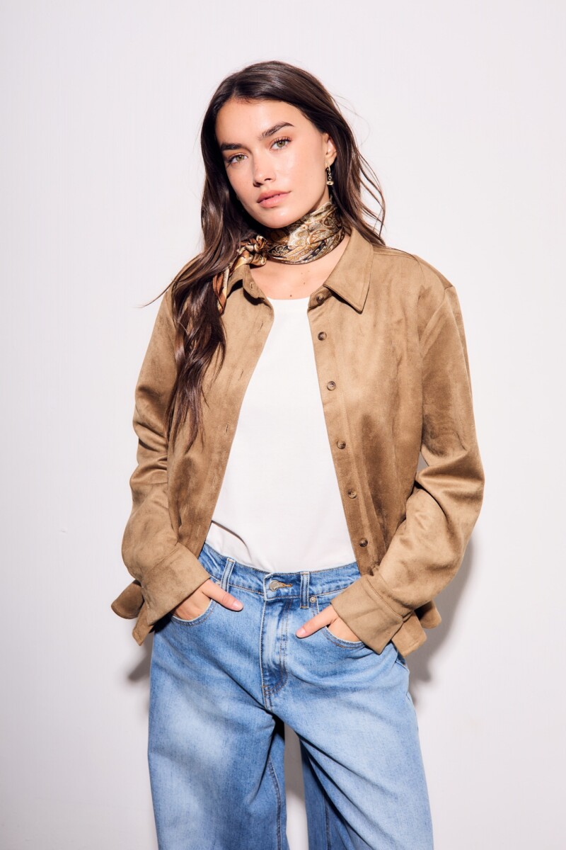 Camisa Gamuza Cuero Vegano Moca