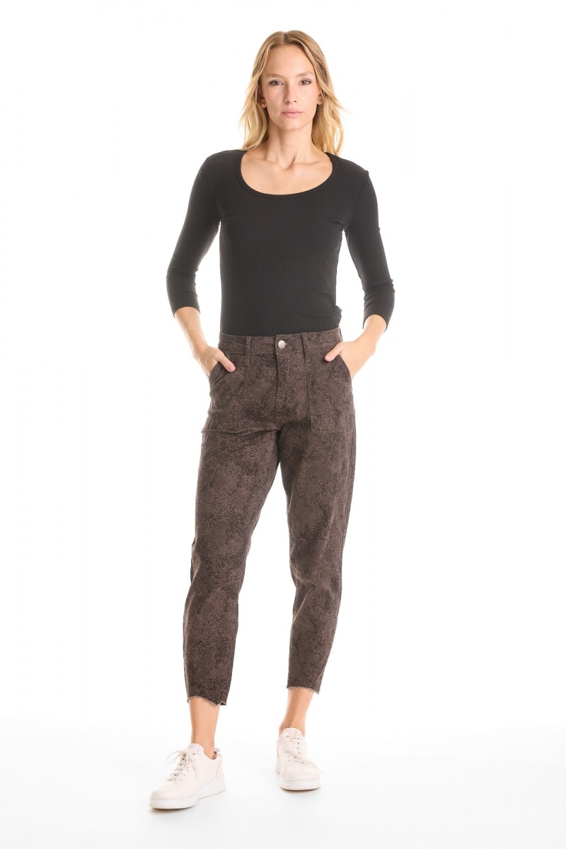 Pantalon Crop & Desflecado - Gris/multi 