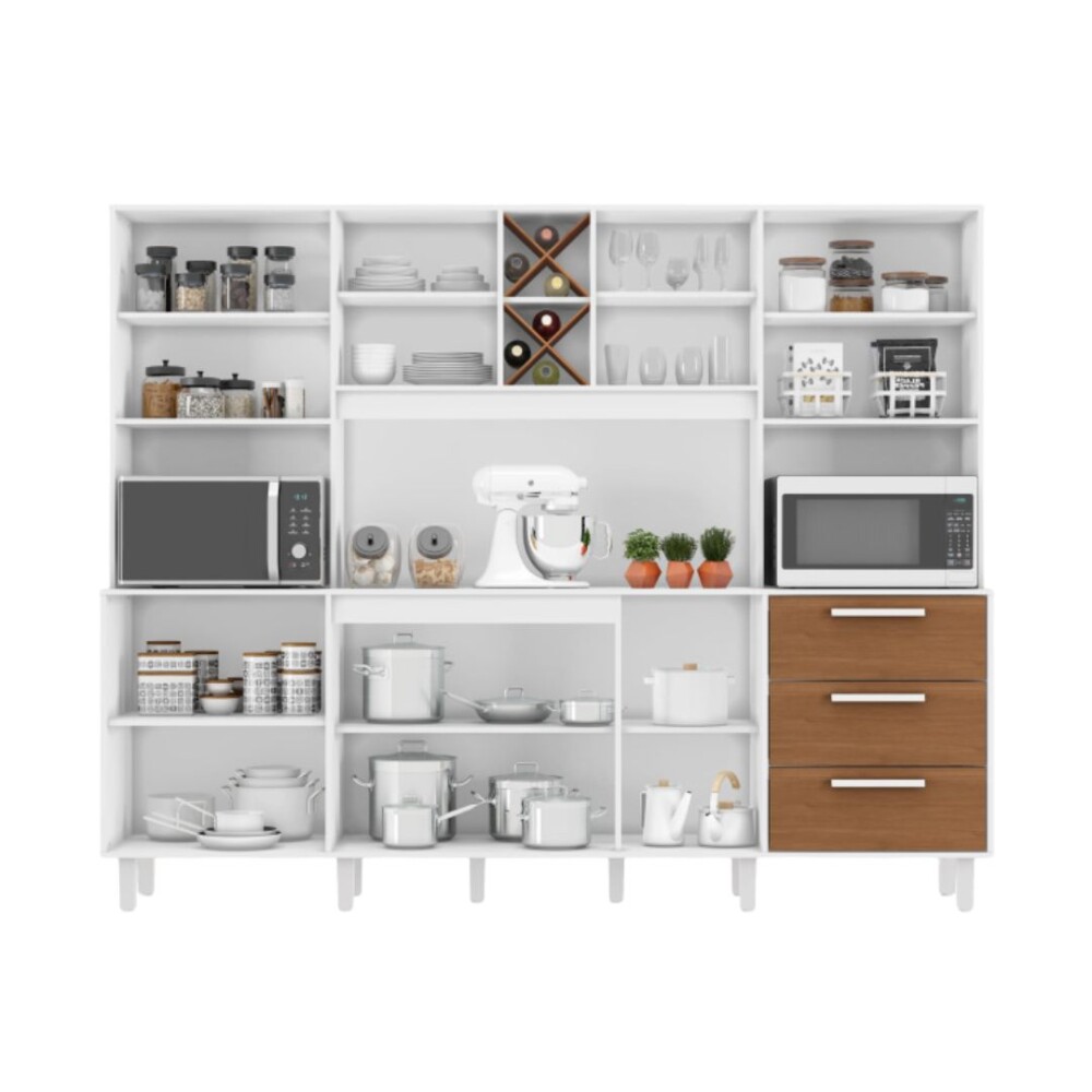 Kit de Cocina - 8 puertas 3 cajones - Apollo Blanco/Cinamomo