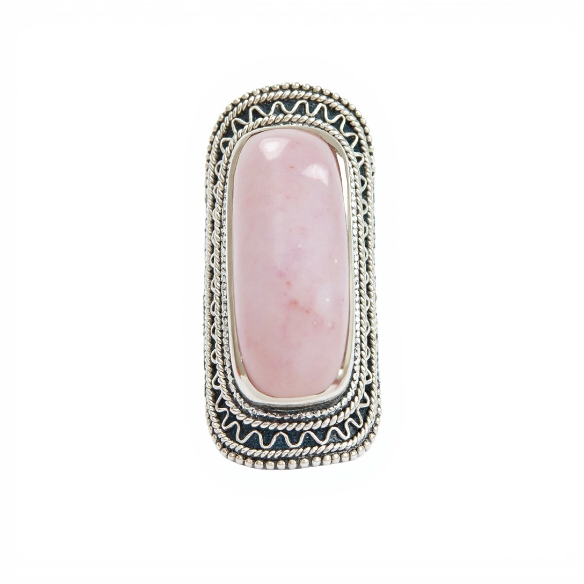 Anillo rectangulo-Plata 925-Piedra cuarzo rosa-AN3953 - conpiedra 