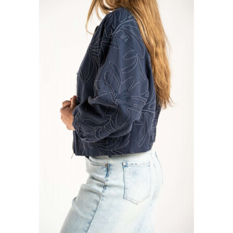 Campera Bomber Con Bordado Denim