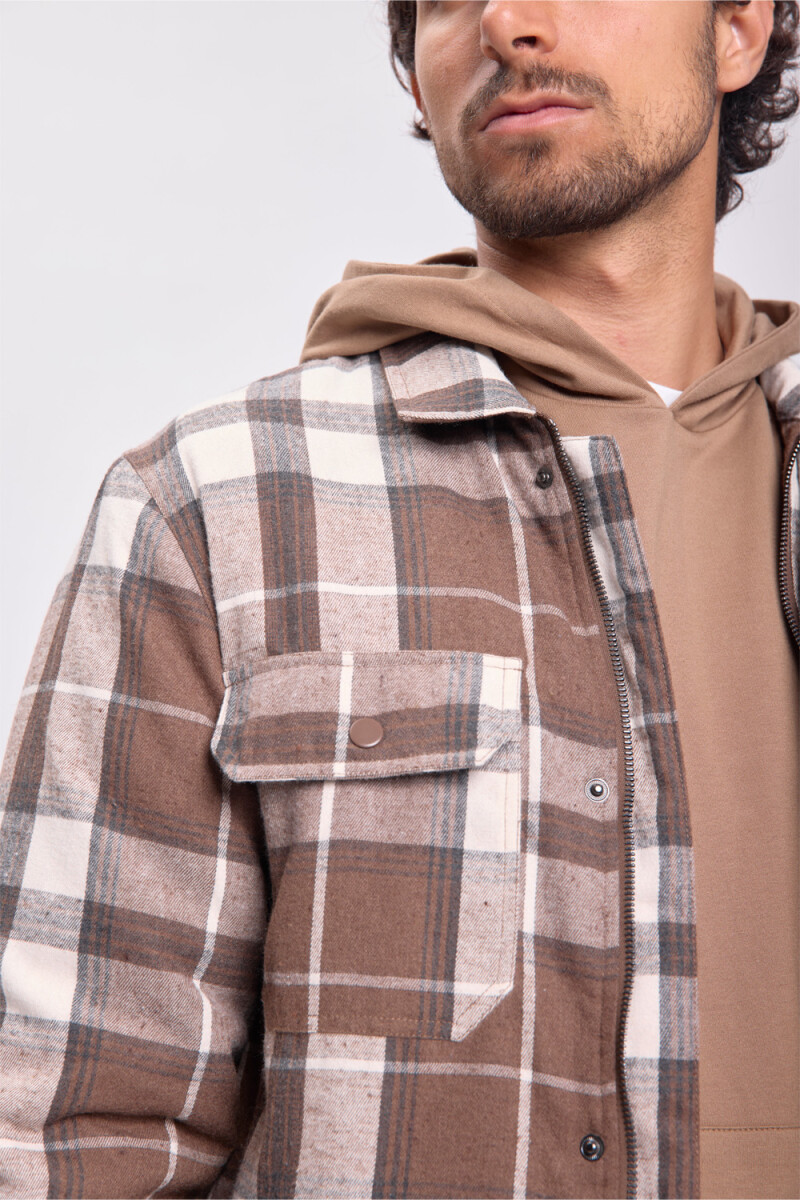 Sobrecamisa franela cuadros Tostado