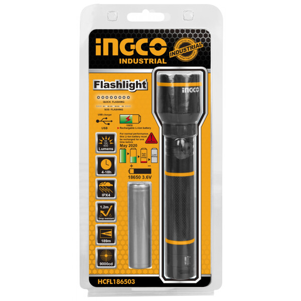 LINTERNA RECARGABLE 5W 16CM CREE LED INGCO HCFL186503 LINTERNA RECARGABLE 5W 16CM CREE LED INGCO HCFL186503