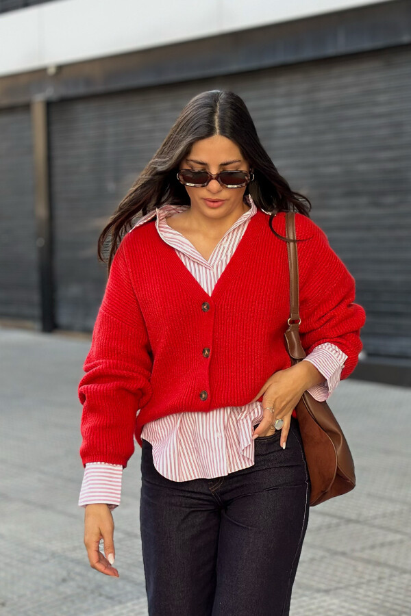 Saco punto fantasía Rojo