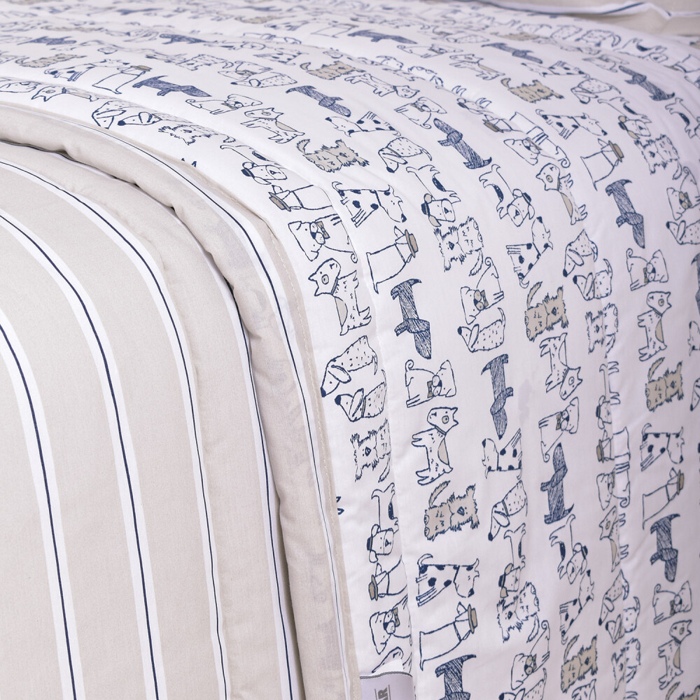 Cubrecama Col. Kids Doggy Azul Y Beige