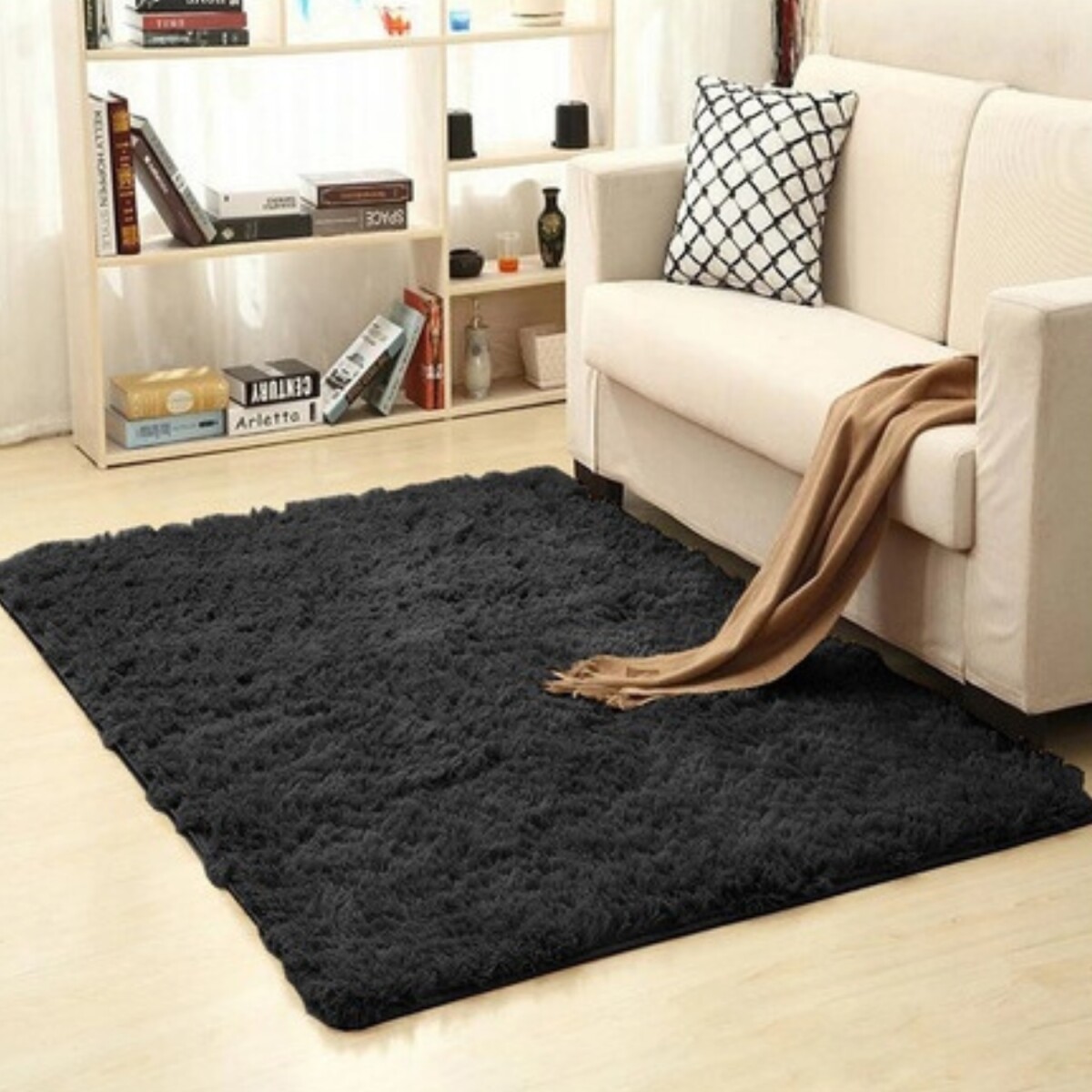 Alfombra Peluda Shaggy de 2.0 x 2.5 m - Negro 
