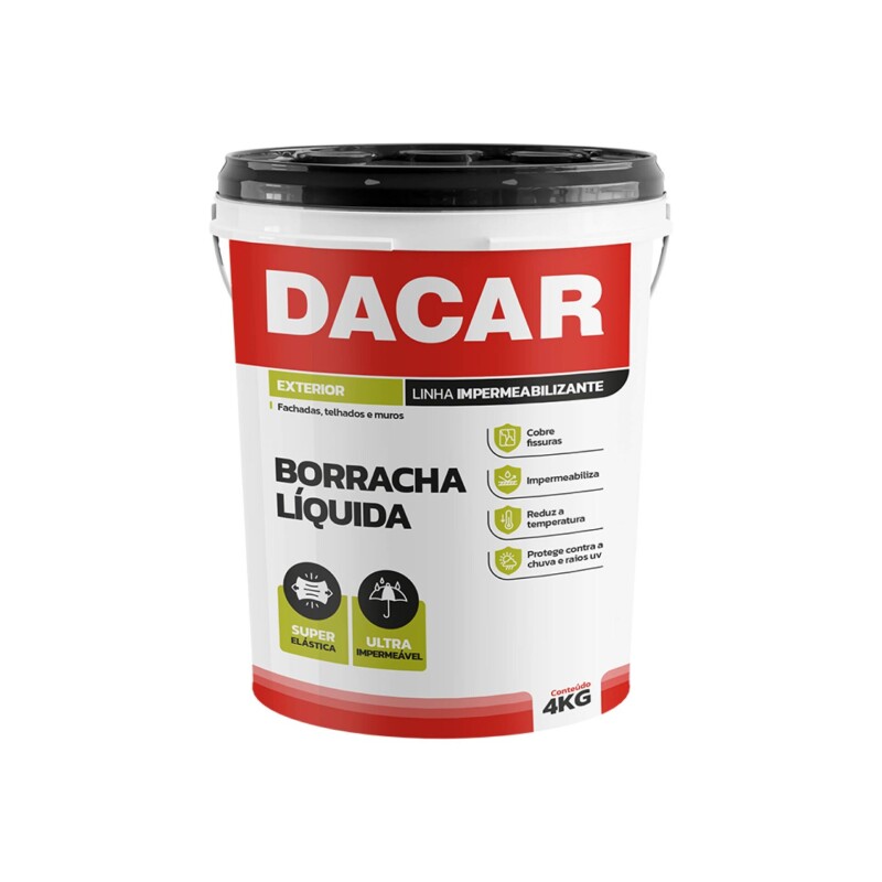 DACAR IMPERMEABILIZANTE GOMA LIQUIDA BLANCA 4 KILOS Dacar Impermeabilizante Goma Liquida Blanca 4 Kilos