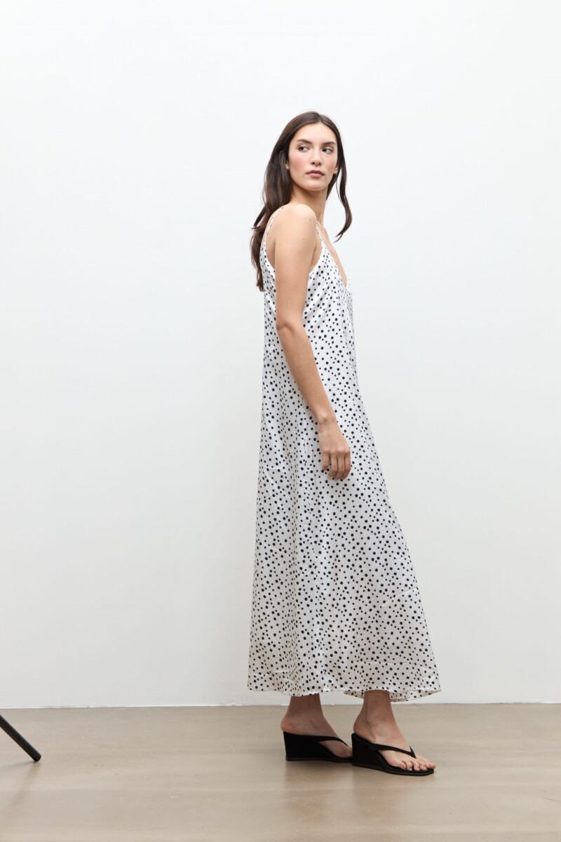 Vestido estampa lunares crudo