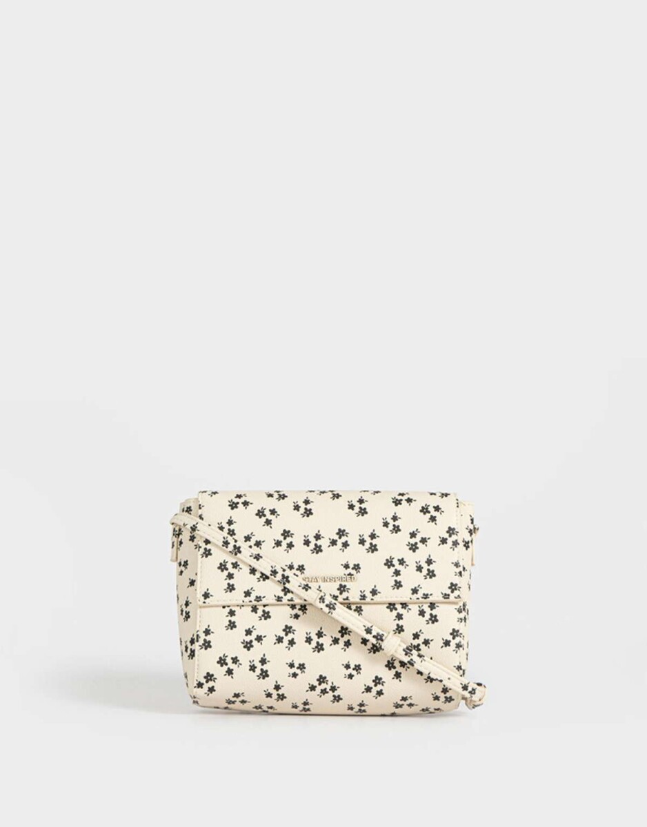 Bandolera Cuerina Solapa - Estampado Flores 