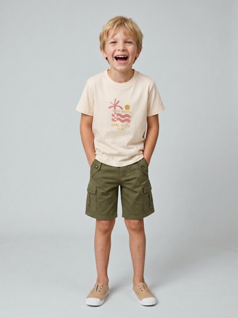 Pantalon Corto Cargo Piedra
