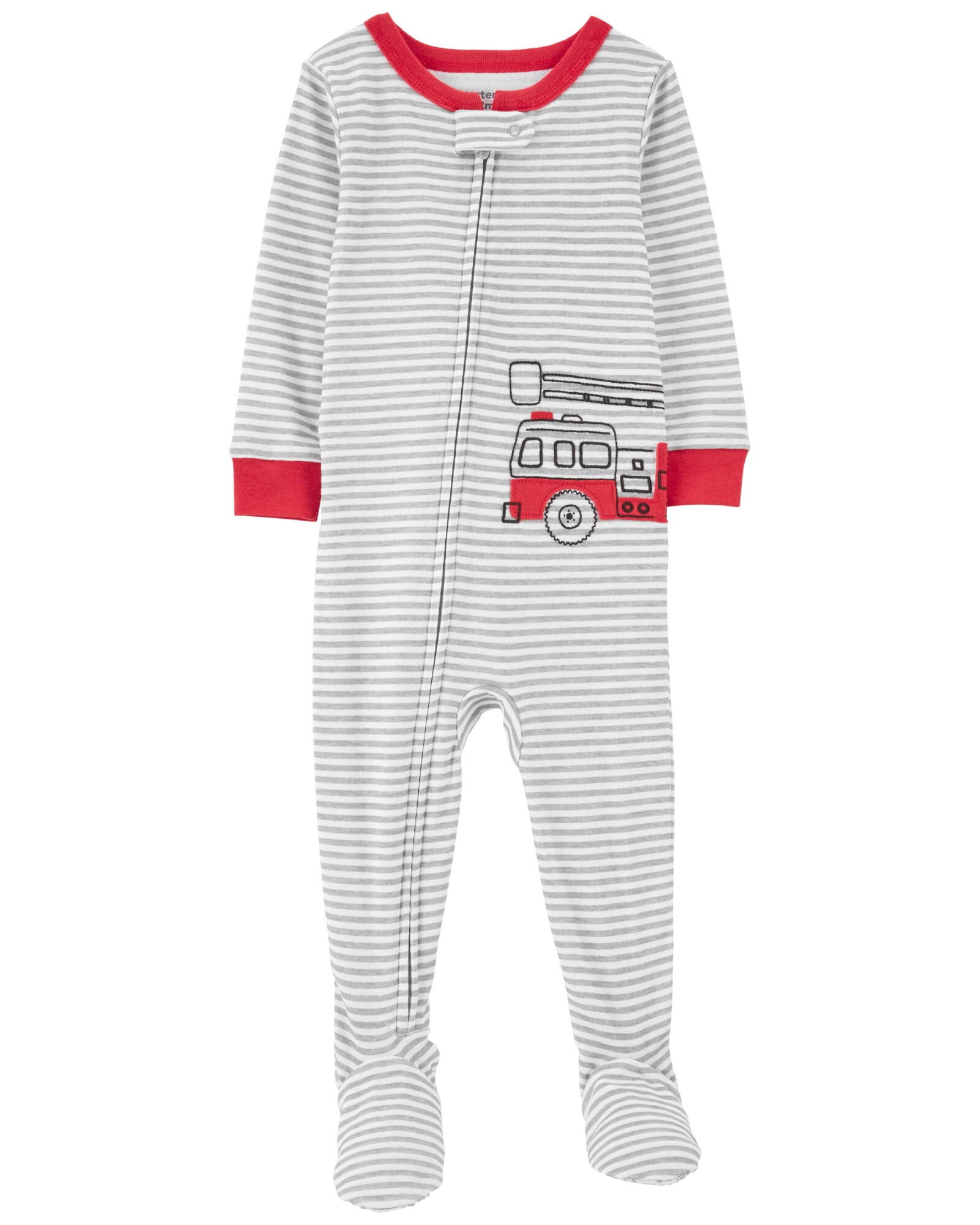 Pijama una pieza de algodón con pie estampa bomberos 0