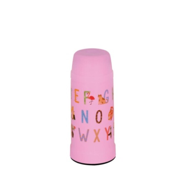 TERMO MINI MOR KIDS 300 ML ROSA ESTAMPADO ABECEDARIO VERDE