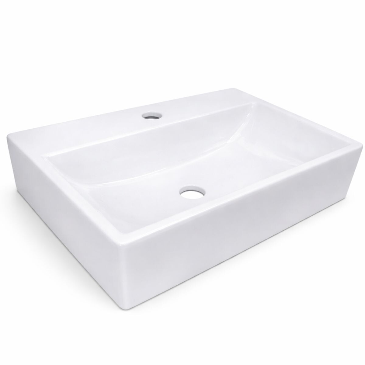 Bacha De Apoyo Rectangular 52x36 Cm C/mesa Blanco Brillo Dmc 