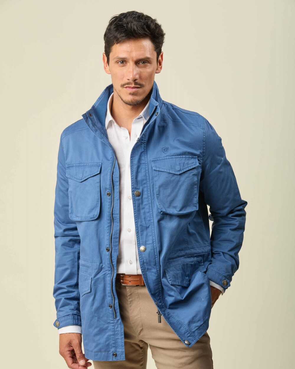 Campera Safari Algodón Azul Jean