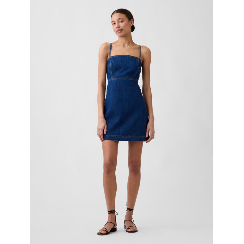 V-JUNE DENIM SL DRESS - MINI MEDIUM WASH