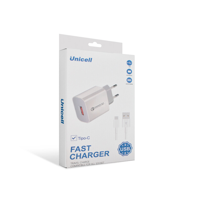 Cargador de pared Unicell con cable Tipo-C Cargador De Pared Unicell Con Cable Tipo-c