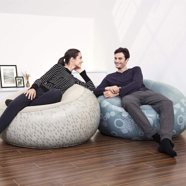 Puff Inflable Sillón Asiento Respaldo Bestway Silla Grande Variante Color Gris