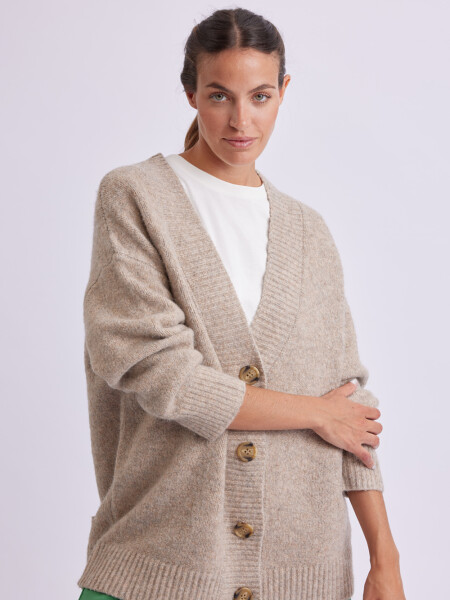 Cardigan de punto Beige