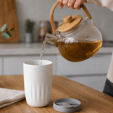 Vaso térmico acanalado con tapa 450ml Blanco