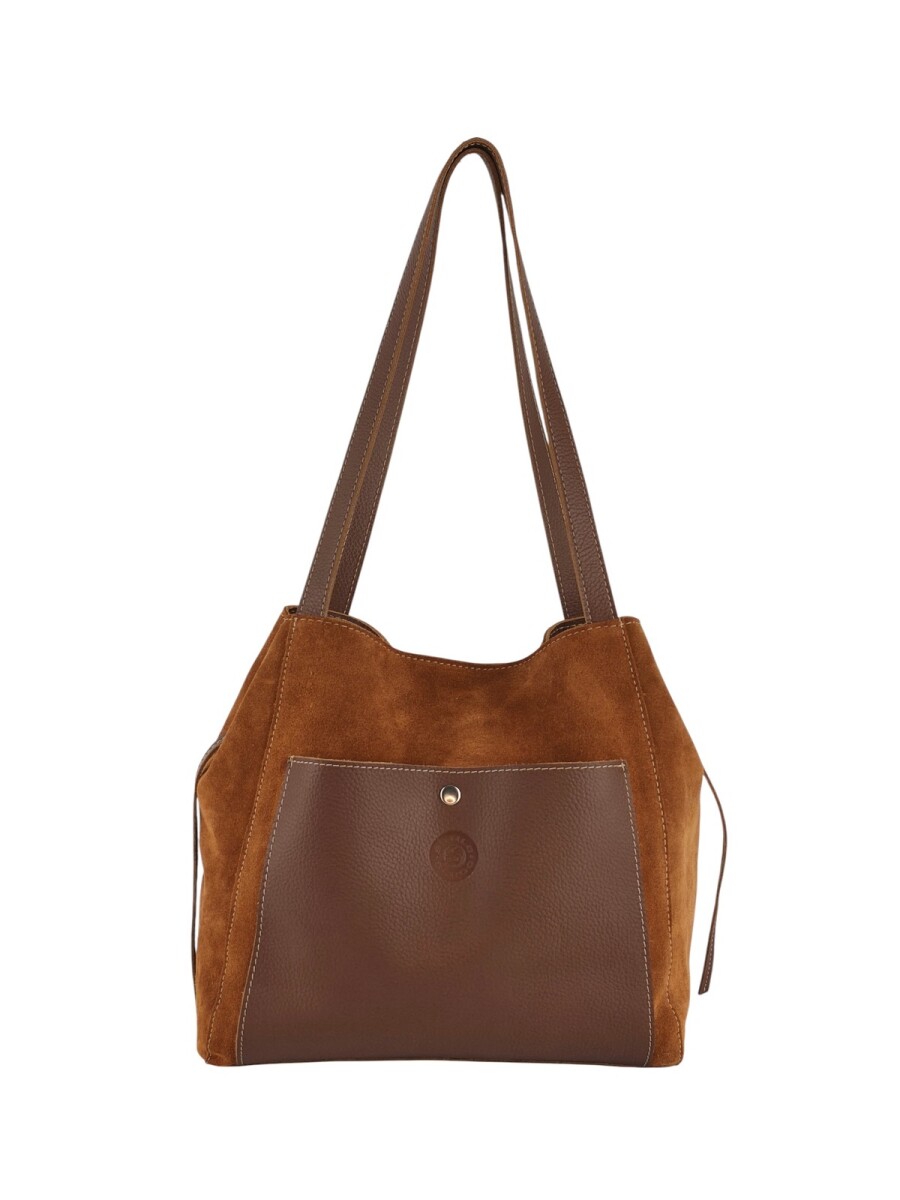 Bolso de cuero gamuza - Marron 