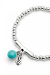 PULSERA EN ALEACIÓN DE METALES BAÑADAS EN PLATA DE LEY Y CRISTAL DE MURANO TURQUESA Pulsera
