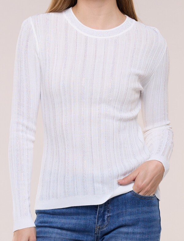 Blusa Entallada Con Detalles Tornasolados BLANCO