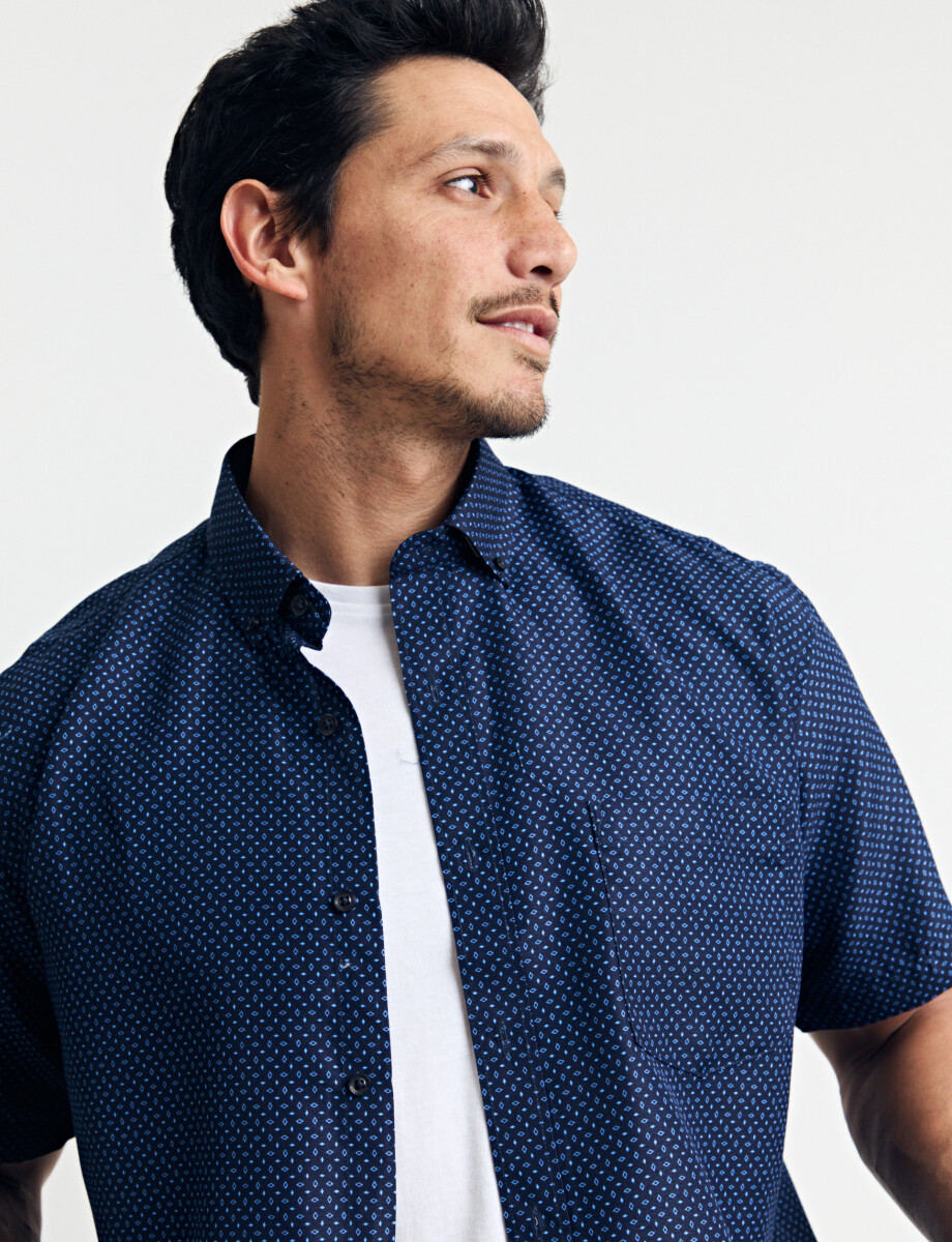 012664 CAMISA HARRINGTON LABEL Azul Osc/piedra